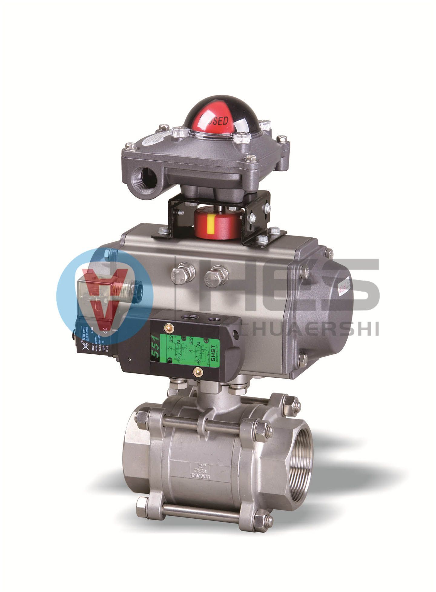 氣動3P内螺紋球閥