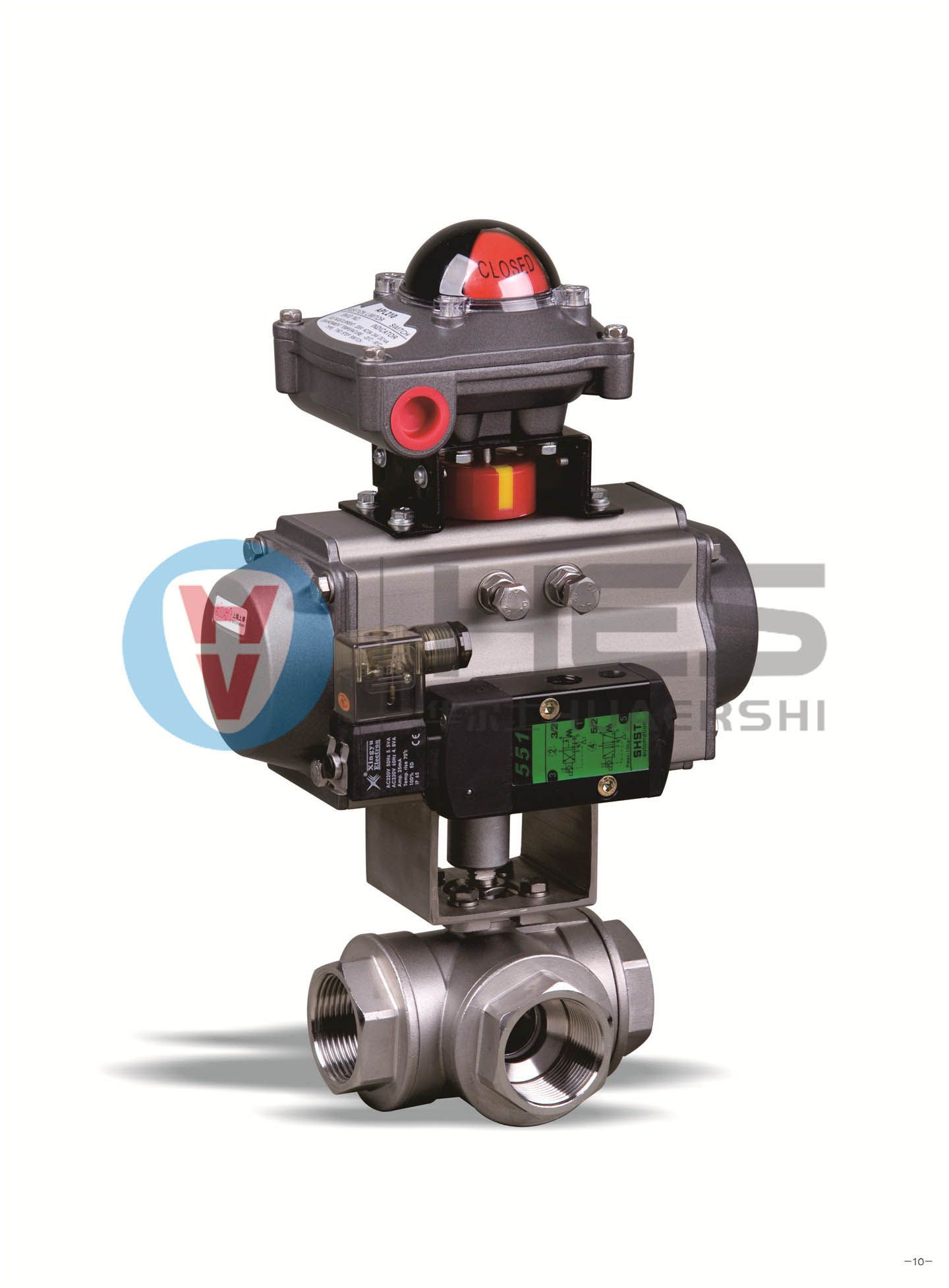 氣動三通内螺紋球閥